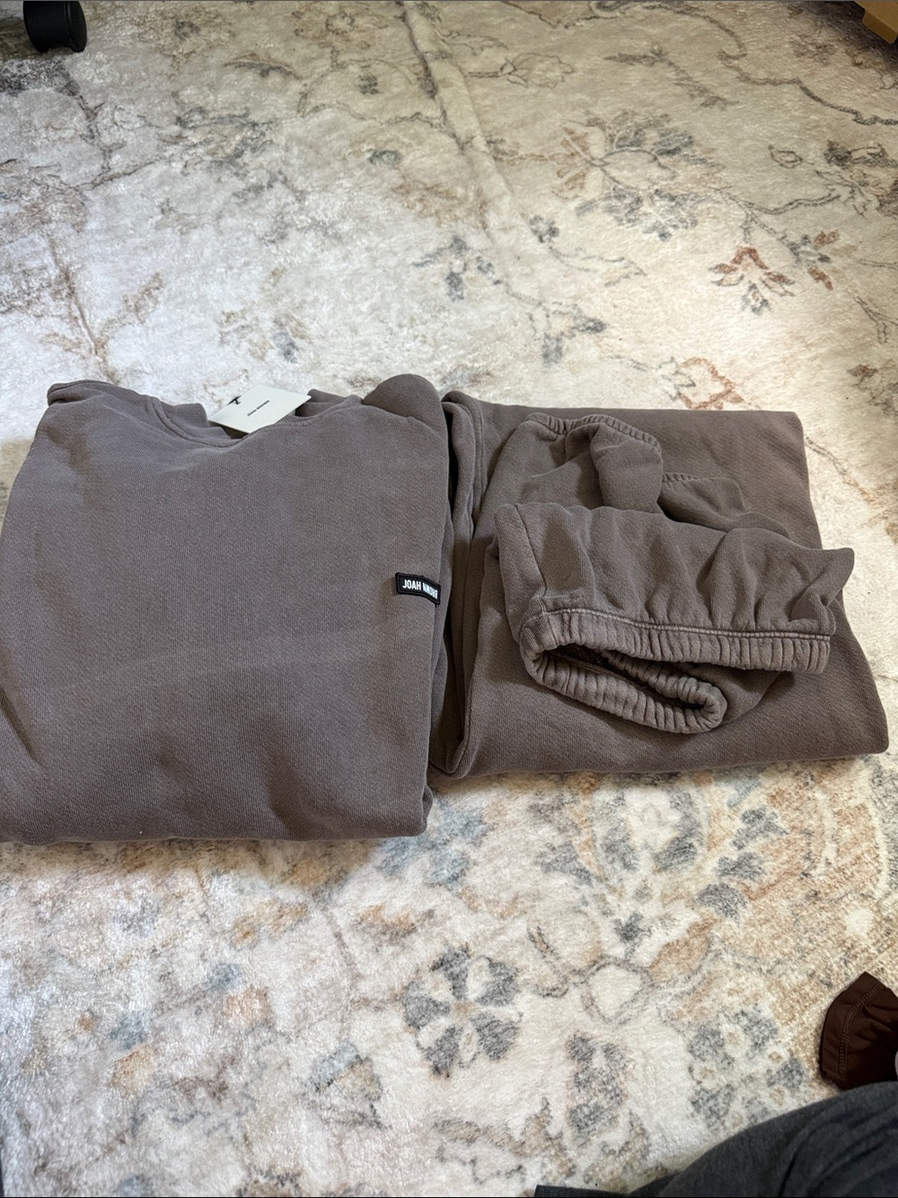 Joah Brown Taupe Cozy Ribbed Sweatshirt & Jogger Set - Picture 6 of 6
